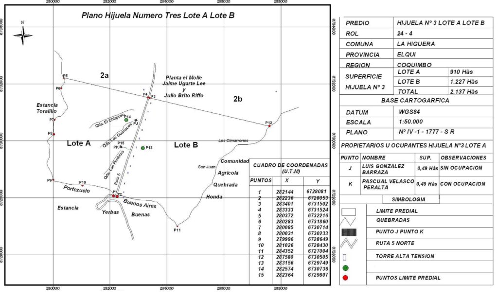 Plano de Predios en La Higuera